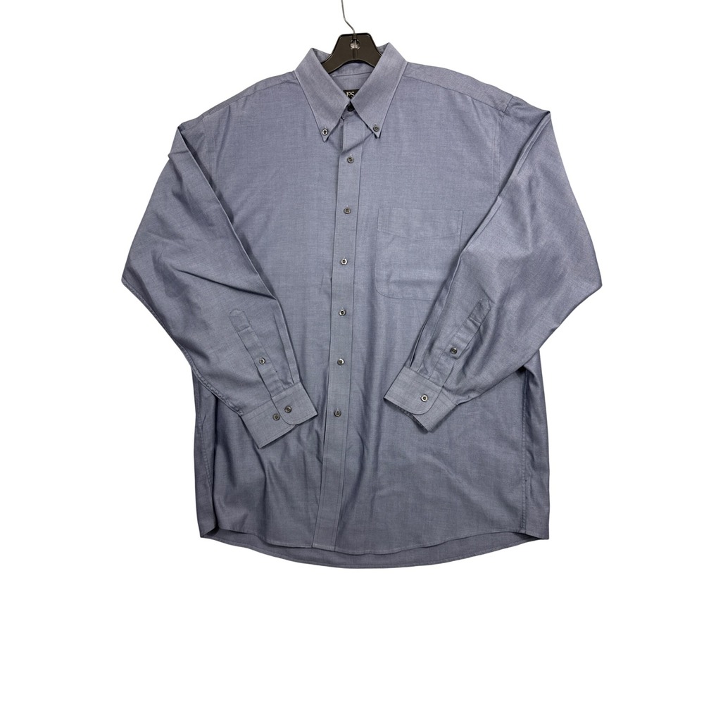 Jos. A. Bank Travelers Collection Blue Herringbone Button Down Shirt Mens Large